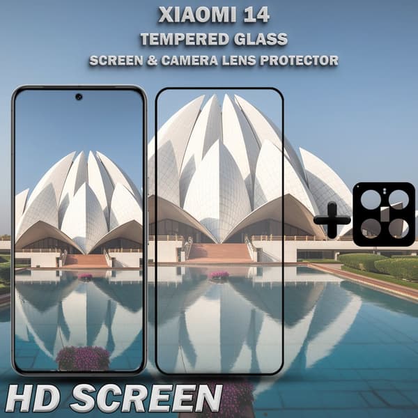 1-Pack XIAOMI 14 Skärmskydd & 1-Pack linsskydd - Härdat Glas 9H - Super kvalitet 3D