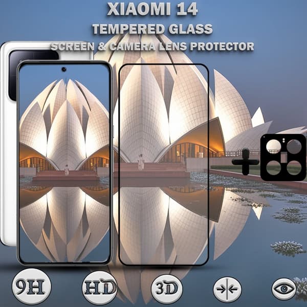 1-Pack XIAOMI 14 Skärmskydd & 1-Pack linsskydd - Härdat Glas 9H - Super kvalitet 3D