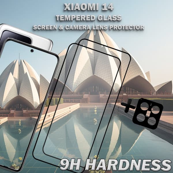 2-Pack XIAOMI 14 Skärmskydd & 1-Pack linsskydd - Härdat Glas 9H - Super kvalitet 3D