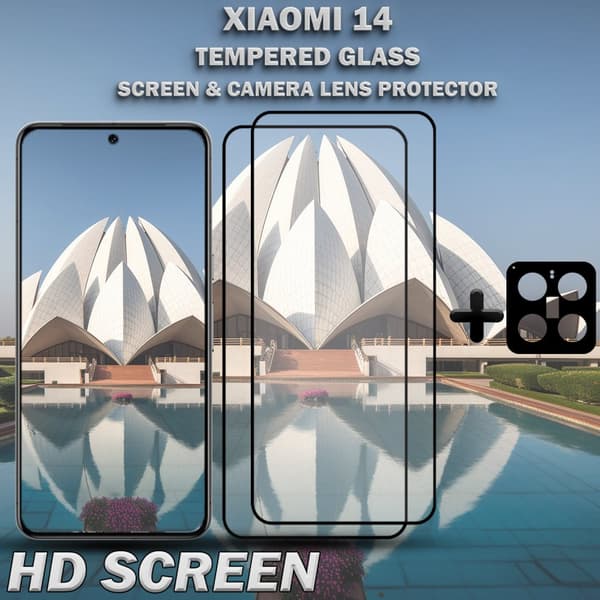 2-Pack XIAOMI 14 Skärmskydd & 1-Pack linsskydd - Härdat Glas 9H - Super kvalitet 3D