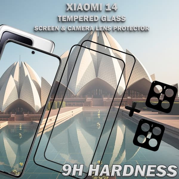 2-Pack XIAOMI 14 Skärmskydd & 2-Pack linsskydd - Härdat Glas 9H - Super kvalitet 3D