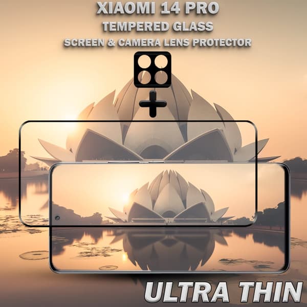 1-Pack XIAOMI 14 PRO Skärmskydd & 1-Pack linsskydd - Härdat Glas 9H - Super kvalitet 3D