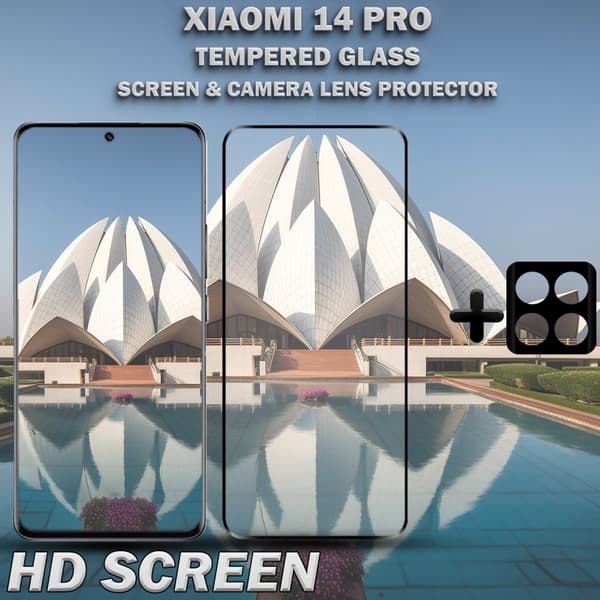 1-Pack XIAOMI 14 PRO Skärmskydd & 1-Pack linsskydd - Härdat Glas 9H - Super kvalitet 3D