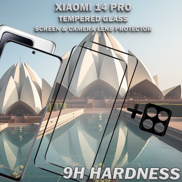 2-Pack XIAOMI 14 PRO Skärmskydd & 1-Pack linsskydd - Härdat Glas 9H - Super kvalitet 3D