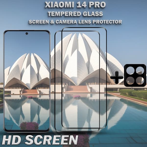 2-Pack XIAOMI 14 PRO Skärmskydd & 1-Pack linsskydd - Härdat Glas 9H - Super kvalitet 3D