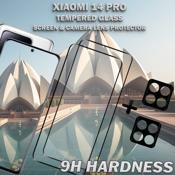 2-Pack XIAOMI 14 PRO Skärmskydd & 2-Pack linsskydd - Härdat Glas 9H - Super kvalitet 3D