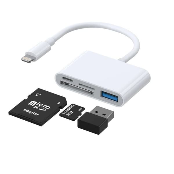 SiGN 4-i-1 Lightning till USB-A, SD/TF, Lightning - Vit