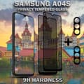 Miniatyrbild 3 av 6: 2-Pack Privacy Samsung A04S Skärmskydd & 2-Pack linsskydd - Härdat Glas 9H - Super kvalitet 3D