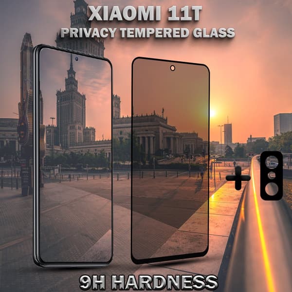1-Pack Privacy XIAOMI 11T Skärmskydd & 1-Pack linsskydd - Härdat Glas 9H - Super kvalitet 3D