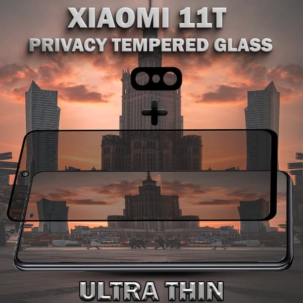 1-Pack Privacy XIAOMI 11T Skärmskydd & 1-Pack linsskydd - Härdat Glas 9H - Super kvalitet 3D