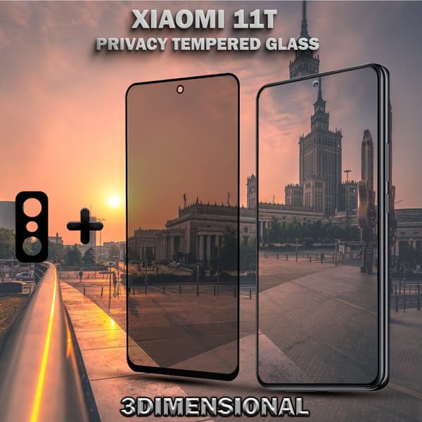1-Pack Privacy XIAOMI 11T Skärmskydd & 1-Pack linsskydd - Härdat Glas 9H - Super kvalitet 3D