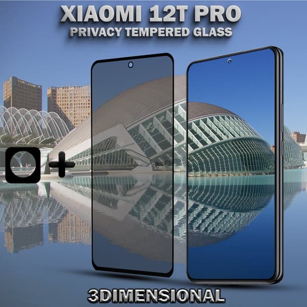 1-Pack Privacy XIAOMI 12T PRO Skärmskydd & 1-Pack linsskydd - Härdat Glas 9H - Super kvalitet 3D