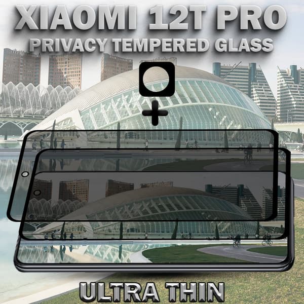 2-Pack Privacy XIAOMI 12T PRO Skärmskydd & 1-Pack linsskydd - Härdat Glas 9H - Super kvalitet 3D