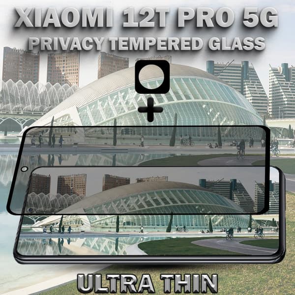 1-Pack Privacy XIAOMI 12T PRO 5G Skärmskydd & 1-Pack linsskydd - Härdat Glas 9H - Super kvalitet 3D