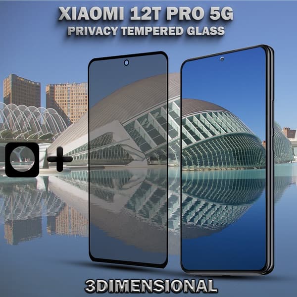 1-Pack Privacy XIAOMI 12T PRO 5G Skärmskydd & 1-Pack linsskydd - Härdat Glas 9H - Super kvalitet 3D
