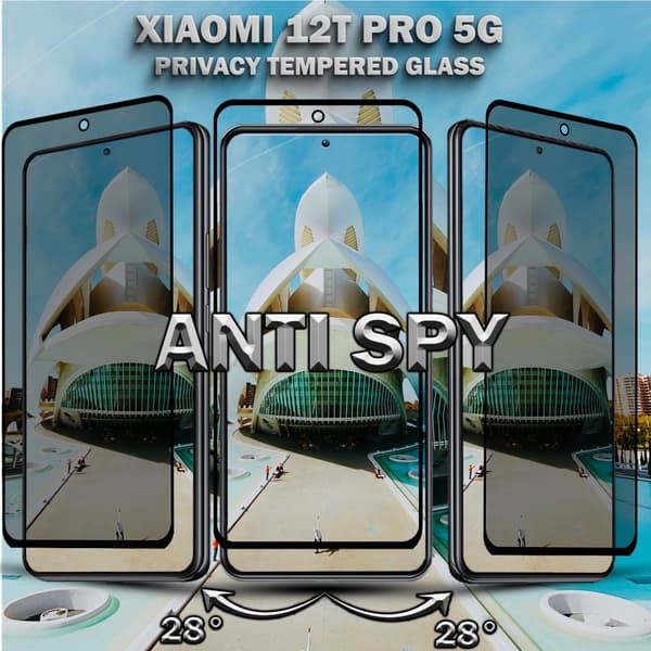 1-Pack Privacy XIAOMI 12T PRO 5G Skärmskydd & 1-Pack linsskydd - Härdat Glas 9H - Super kvalitet 3D