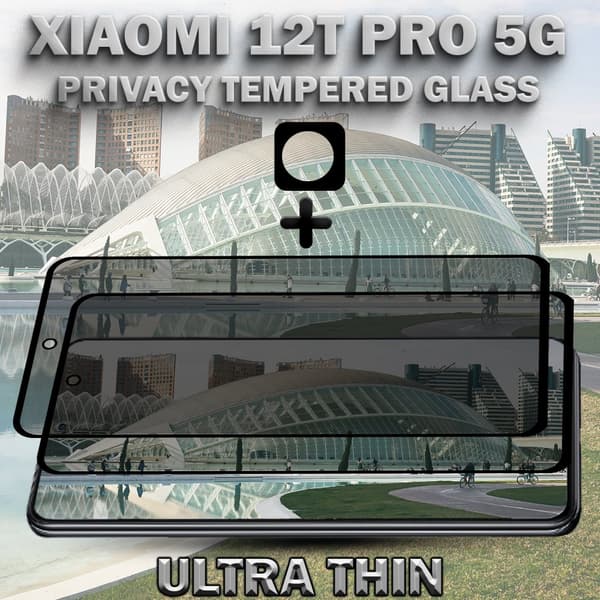 2-Pack Privacy XIAOMI 12T PRO 5G Skärmskydd & 1-Pack linsskydd - Härdat Glas 9H - Super kvalitet 3D