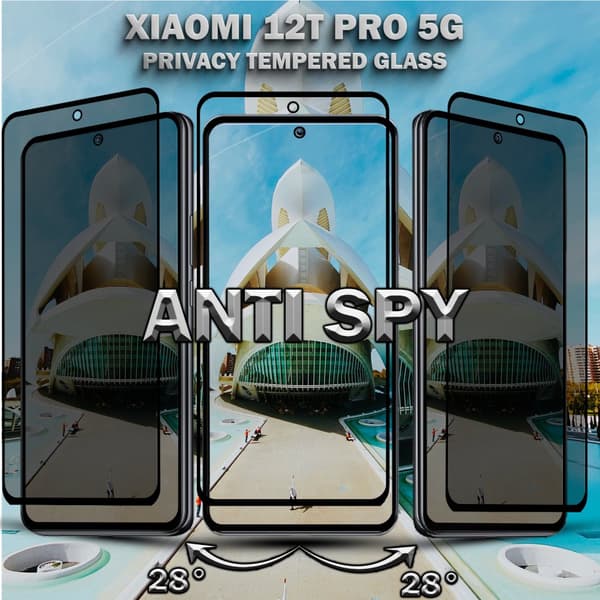 2-Pack Privacy XIAOMI 12T PRO 5G Skärmskydd & 2-Pack linsskydd - Härdat Glas 9H - Super kvalitet 3D