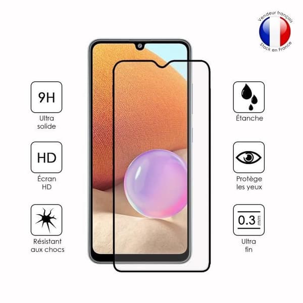 Paket med 2 HELA skyddsfilmer för Samsung Galaxy A32 i ultrabeständigt härdat glas (maximal hårdhet)