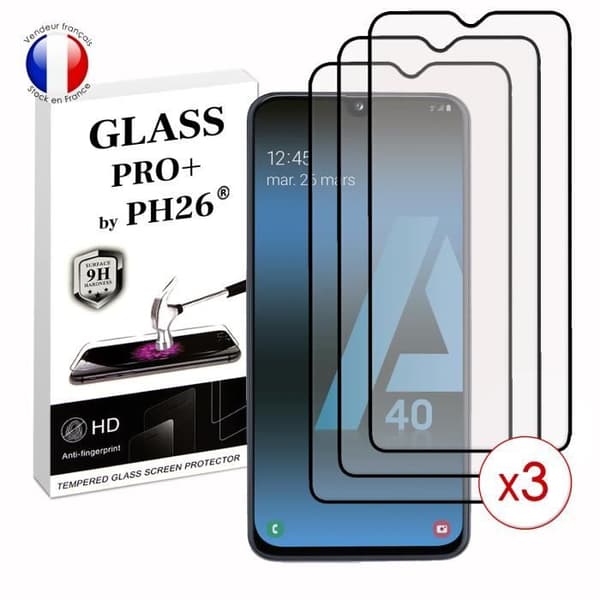 Pack 3 HELA skyddsfilmer för Samsung Galaxy A40 i ultrabeständigt härdat glas (Maximal hårdhet)