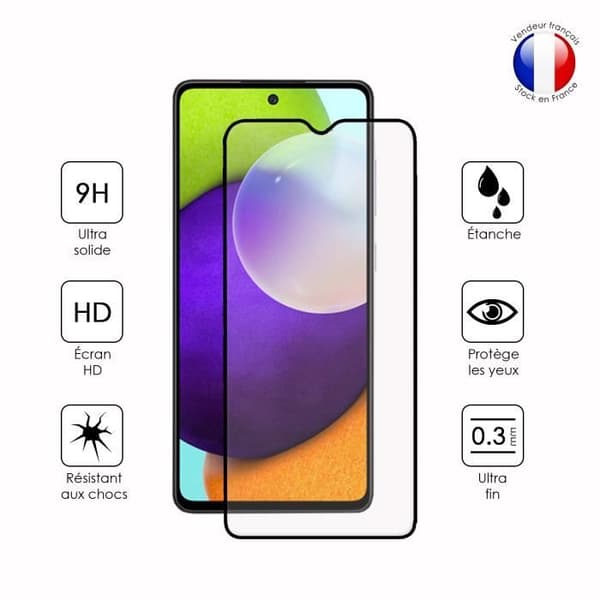 Paket med 2 HELA skyddsfilmer för Samsung Galaxy A52 i ultrabeständigt härdat glas (maximal hårdhet)
