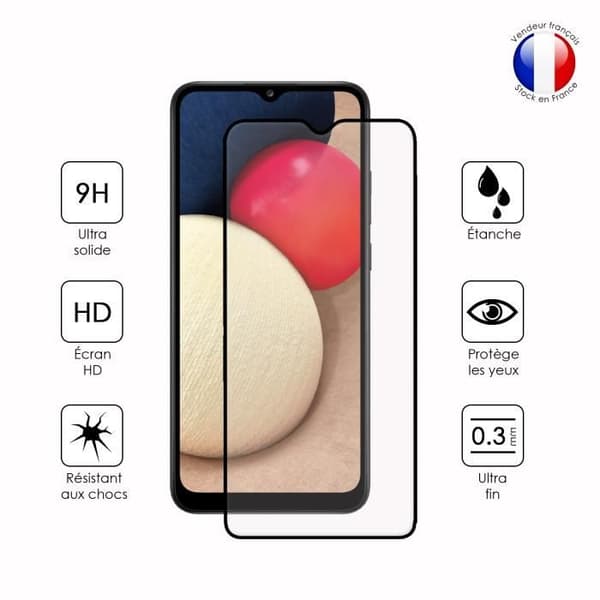 FULL skyddsfilm för Samsung Galaxy A02s i ultrabeständigt härdat glas (maximal hårdhet)