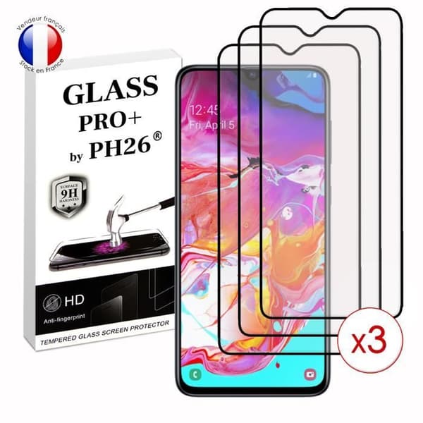 Paket med 3 HELA skyddsfilmer för Samsung Galaxy A70 i ultrabeständigt härdat glas (maximal hårdhet)