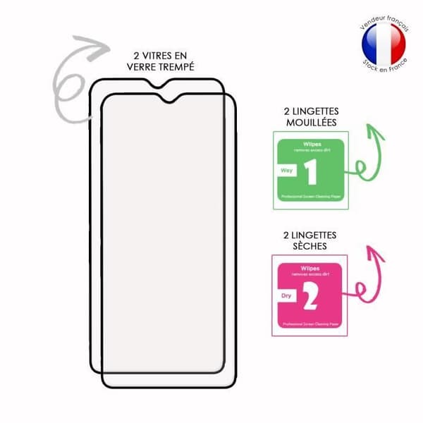 Paket med 2 HELA skyddsfilmer för Samsung Galaxy A20 i ultrabeständigt härdat glas (maximal hårdhet)
