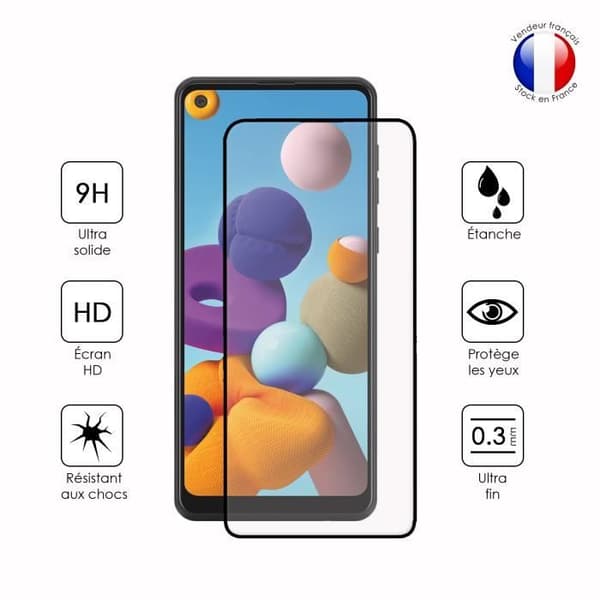 Pack 2 HELA skyddsfilmer för Samsung Galaxy A21 i ultrabeständigt härdat glas (Maximal hårdhet)