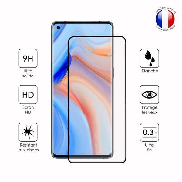 Paket med 2 HELA skyddsfilmer för Oppo Reno 4 Pro i ultrabeständigt härdat glas (maximal hårdhet)