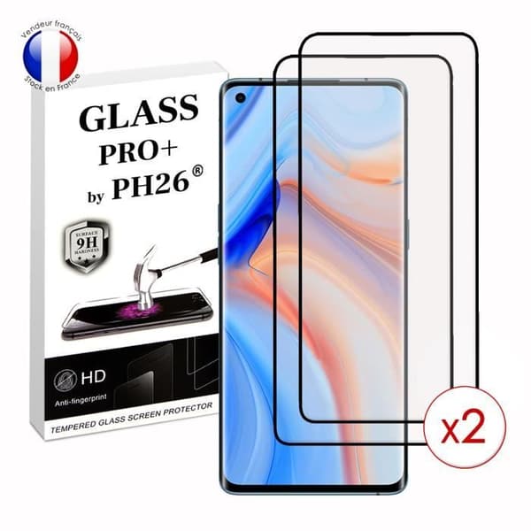 Paket med 2 HELA skyddsfilmer för Oppo Reno 4 Pro i ultrabeständigt härdat glas (maximal hårdhet)