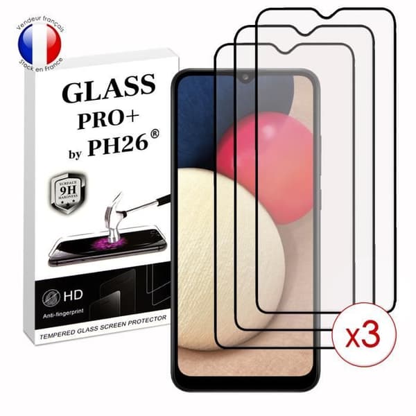 Paket med 3 HELA skyddsfilmer för Samsung Galaxy A02s i ultrabeständigt härdat glas (maximal hårdhet)