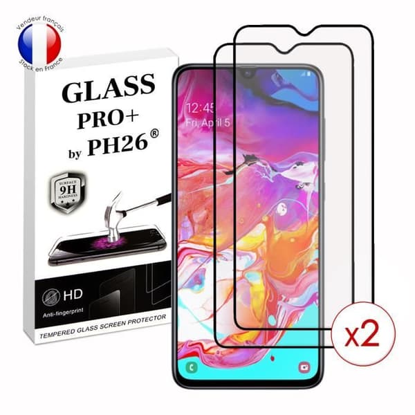 Paket med 2 HELA skyddsfilmer för Samsung Galaxy A70 i ultrabeständigt härdat glas (maximal hårdhet)