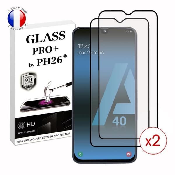 Paket med 2 HELA skyddsfilmer för Samsung Galaxy A40 i ultrabeständigt härdat glas (maximal hårdhet)
