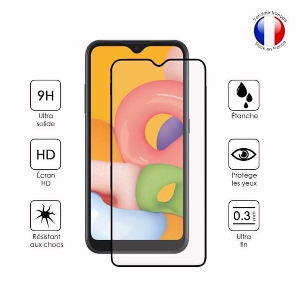 FULL skyddsfilm för Samsung Galaxy A01 i ultrabeständigt härdat glas (maximal hårdhet)