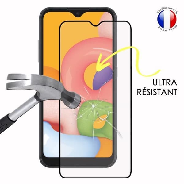 FULL skyddsfilm för Samsung Galaxy A01 i ultrabeständigt härdat glas (maximal hårdhet)