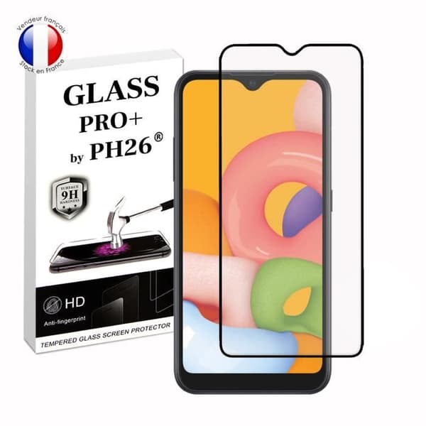 FULL skyddsfilm för Samsung Galaxy A01 i ultrabeständigt härdat glas (maximal hårdhet)