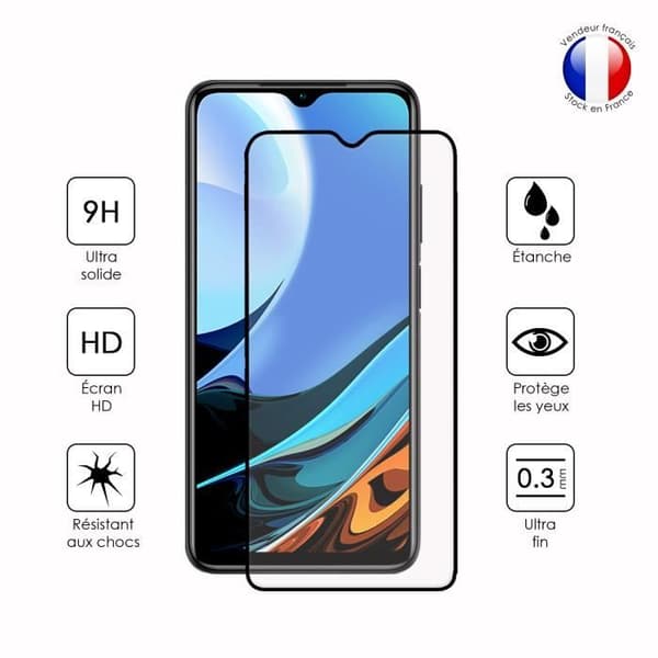 Pack 3 HELA skyddsfilmer för Xiaomi Redmi 9T i ultrabeständigt härdat glas (Maximal hårdhet)