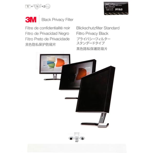 3m Pf190 Privacy Filter Black 48.3cm 19.0´´ 5:4 Sort Svart