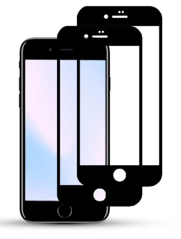 2-Pack IPHONE SE 2022 BLACK Skärmskydd - Härdat Glas 9H - Super kvalitet 3D