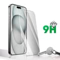 Miniatyrbild 3 av 4: Härdat glas - 4SMARTS - Andra glas - iPhone 15 - 9H hårdhet - Antispion - Applikator medföljer