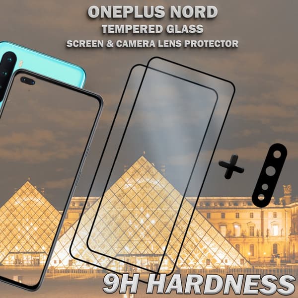 2-Pack ONEPLUS NORD Skärmskydd & 1-Pack linsskydd - Härdat Glas 9H - Super kvalitet 3D