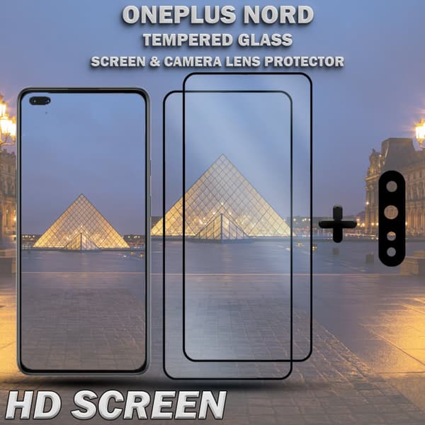 2-Pack ONEPLUS NORD Skärmskydd & 1-Pack linsskydd - Härdat Glas 9H - Super kvalitet 3D