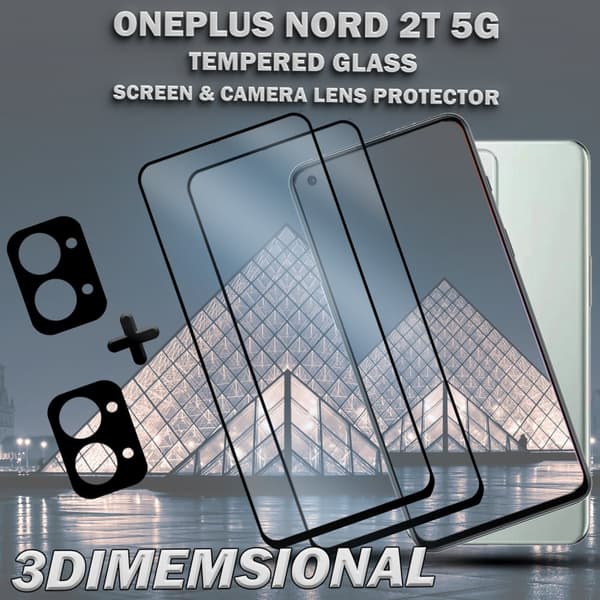 2-Pack ONEPLUS NORD 2T 5G Skärmskydd & 2-Pack linsskydd - Härdat Glas 9H - Super kvalitet 3D