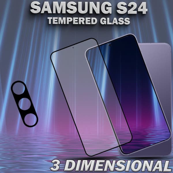 1-Pack SAMSUNG S24 Skärmskydd & 1-Pack linsskydd - Härdat Glas 9H - Super kvalitet 3D