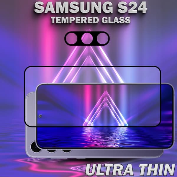 1-Pack SAMSUNG S24 Skärmskydd & 1-Pack linsskydd - Härdat Glas 9H - Super kvalitet 3D