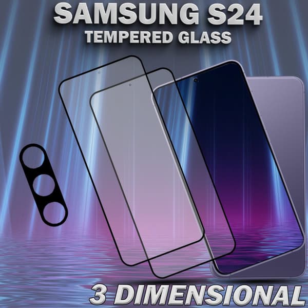 2-Pack SAMSUNG S24 Skärmskydd & 1-Pack linsskydd - Härdat Glas 9H - Super kvalitet 3D