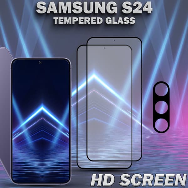 2-Pack SAMSUNG S24 Skärmskydd & 1-Pack linsskydd - Härdat Glas 9H - Super kvalitet 3D