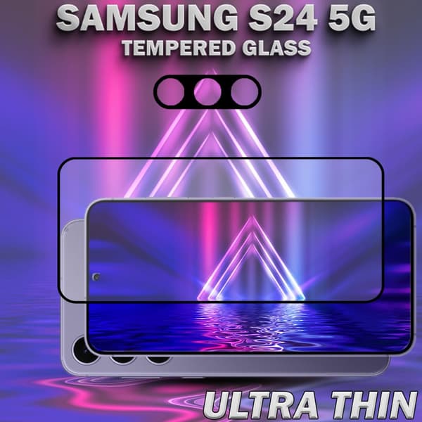 1-Pack SAMSUNG S24 5G Skärmskydd & 1-Pack linsskydd - Härdat Glas 9H - Super kvalitet 3D