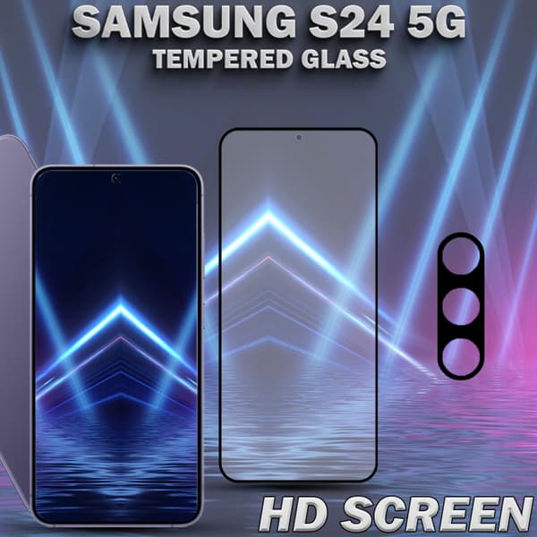 1-Pack SAMSUNG S24 5G Skärmskydd & 1-Pack linsskydd - Härdat Glas 9H - Super kvalitet 3D